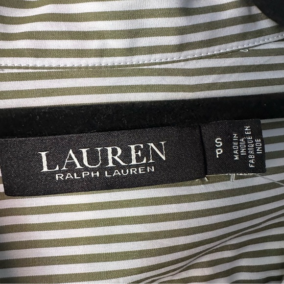 Ralph Lauren Olive Green Stripe Broadcloth Relaxed Fit Button Down Shirt S NWT - Picture 7 of 14